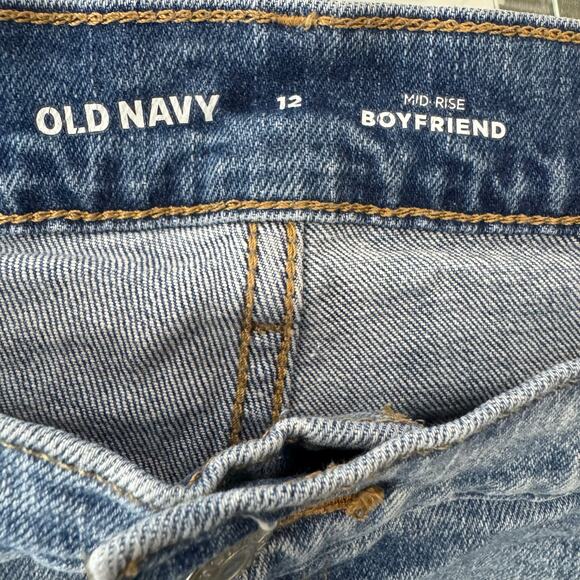 Old Navy Jeans Womens Size 12  Mid-Rise Boyfriend Raw Hem Boho Western Stretch - Picture 2 of 10